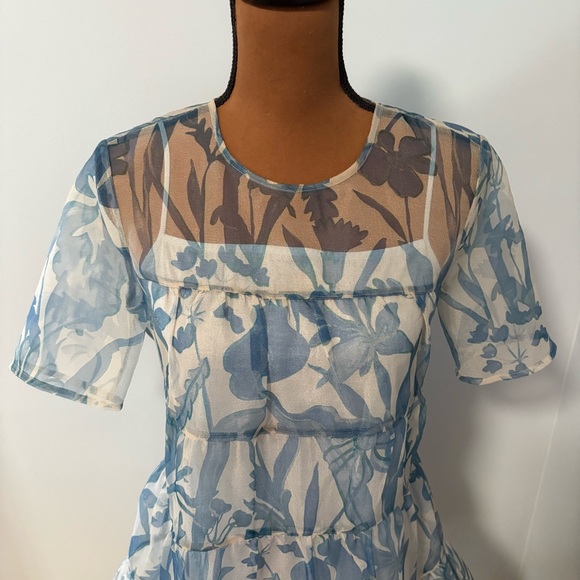 Staud Blue Floral Mini Dress - Small - Picture 4 of 7